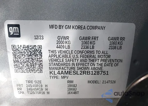 2024 Buick Encore Gx Sport Touring Awd from USA, damaged, VIN KL4AMESL2RB128751